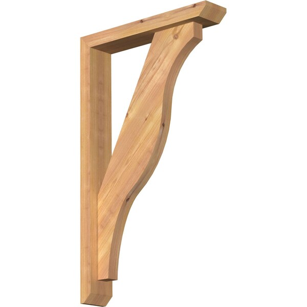 Ekena Millwork Funston Slat Smooth Bracket w/ Offset Brace, Western Red Cedar, 3 1/2"W x 18"D x 30"H BKT0402X18X30FST06SWR - main